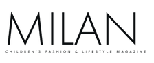 Logo of 'MILAN' children's fashion and lifestyle magazine on a white background