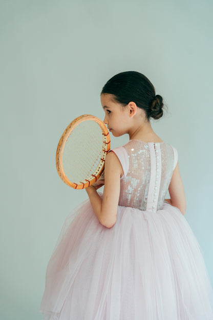 kids occasionwear dress in pink with sequins